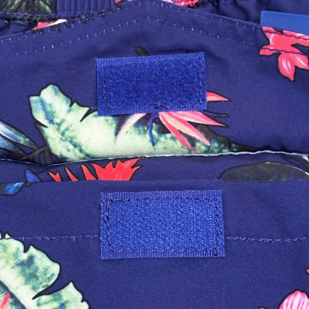 Banana Boat Men's Large Swim Trunks‎ Blue Tropical Floral Print Elastic UPF50